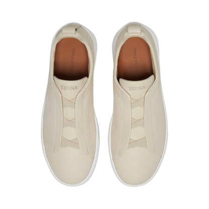 Zegna LIGHT BEIGE TRIPLE STITCH™ SECONDSKIN SNEAKERS
