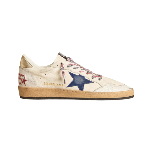 Golden Goose Ball Star in nappa leather with blue suede star and platinum leather heel tab(women)