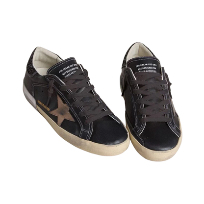 Golden Goose in black glitter with cream star and suede inserts(Women's)