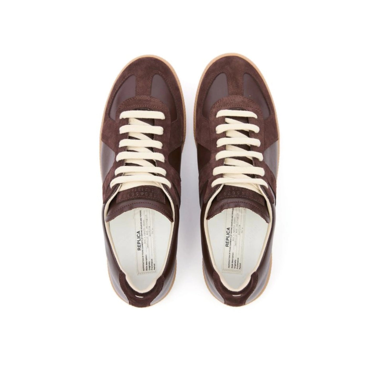 Maison Margiela - Replica leather and suede sneakers - brown