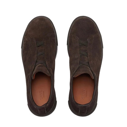 Zegna BROWN TRIPLE STITCH™ SECONDSKIN SNEAKERS