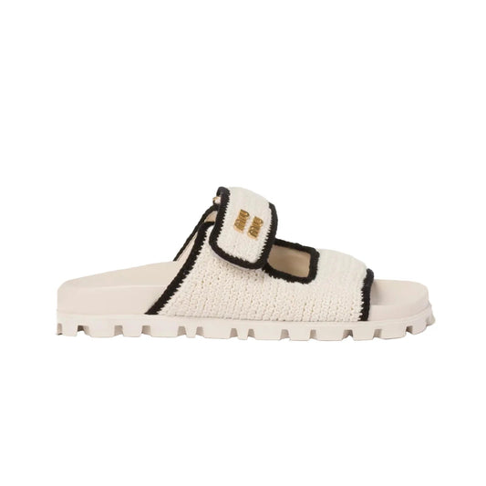 Miu Miu - Crochet Knit Ivory / Black Sandals