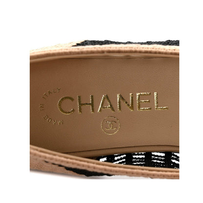 Chanel Beige/Black Knit Fabric and Mesh CC Ballet
