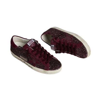 Golden Goose Super-Star LTD in cherry glitter with cherry suede star(Women's)