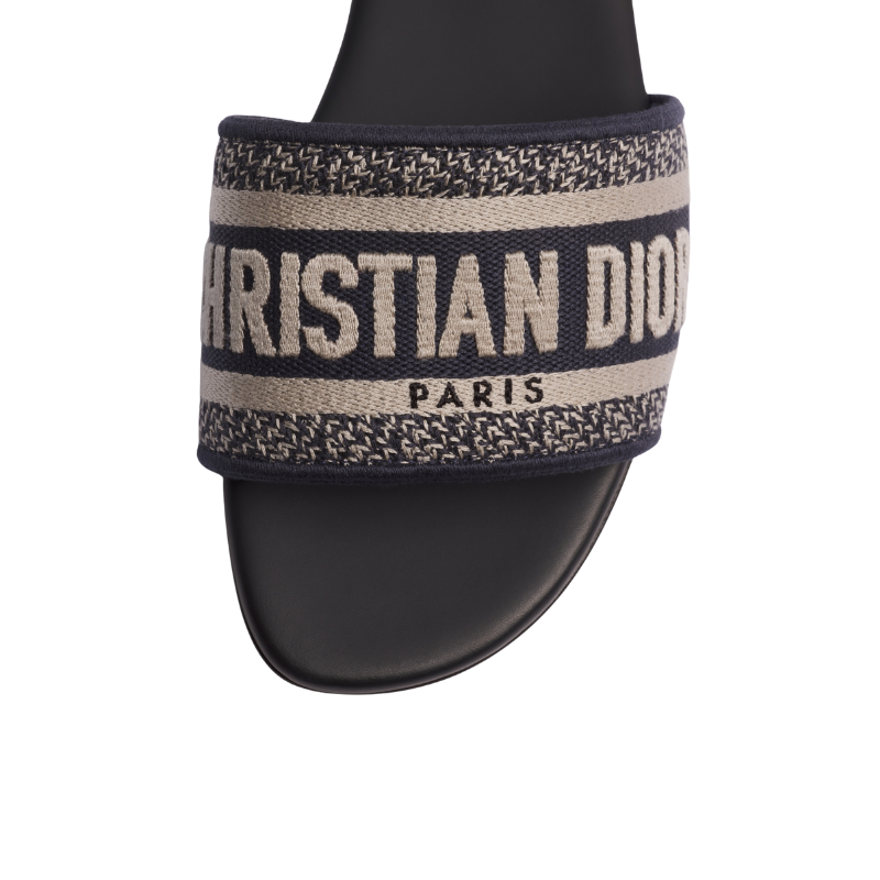 Dway Slide Deep Blue Embroidered Cotton