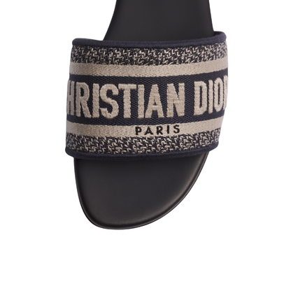 Dway Slide Deep Blue Embroidered Cotton