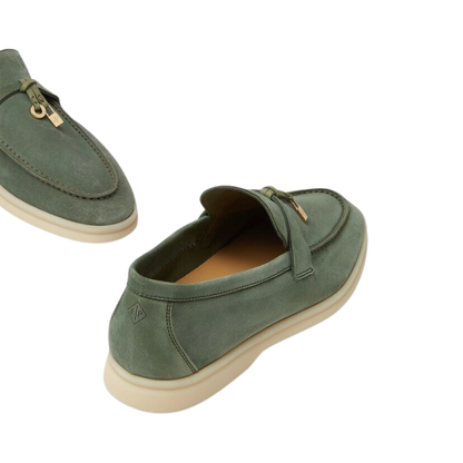 Loro Piana Summer Charms Walk Loafer Suede Green Lagoon (518W)