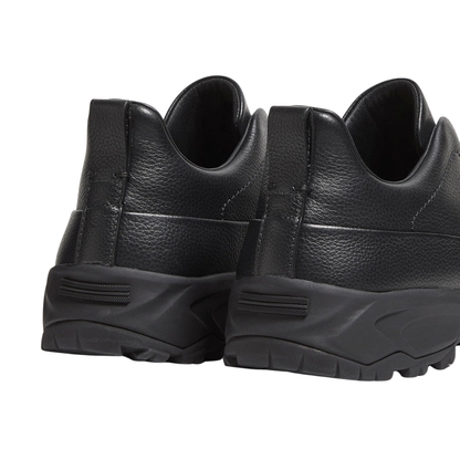 Zegna - Triple Stitch Monte Grained Calf Leather Black Slip On Sneakers