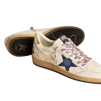 Golden Goose Ball Star in nappa leather with blue suede star and platinum leather heel tab(women)