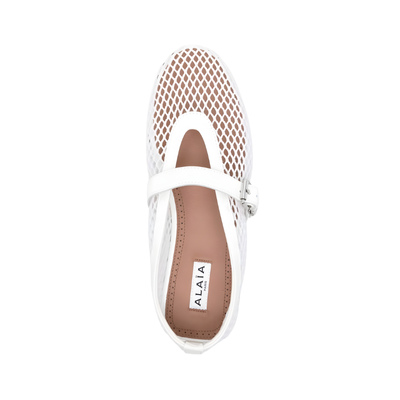Alaïa Buckle Ballet Flats | White
