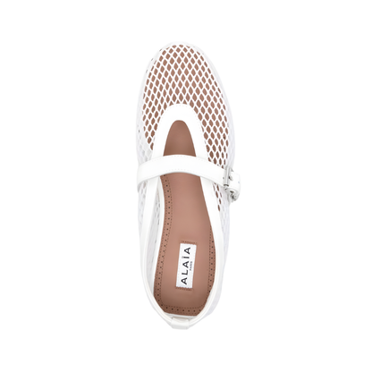 Alaïa Buckle Ballet Flats | White