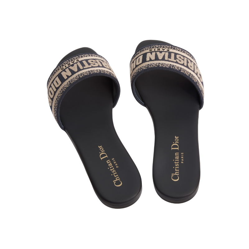 Dway Slide Deep Blue Embroidered Cotton