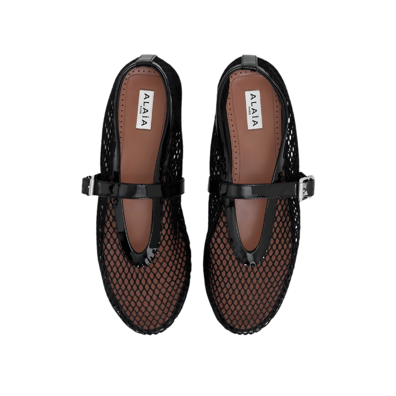 Alaïa Fishnet Ballerina Flats | Black