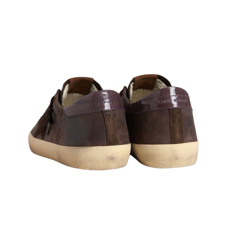 Golden Goose Super-Star LTD in brown nubuck with suede star and purple leather heel tab(Men)