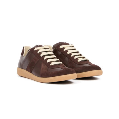 Maison Margiela - Replica leather and suede sneakers - brown