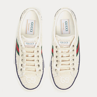 Gucci - Tennis 1977 GG Embroidered Crochet Cotton Ivory / White Low Top Sneakers