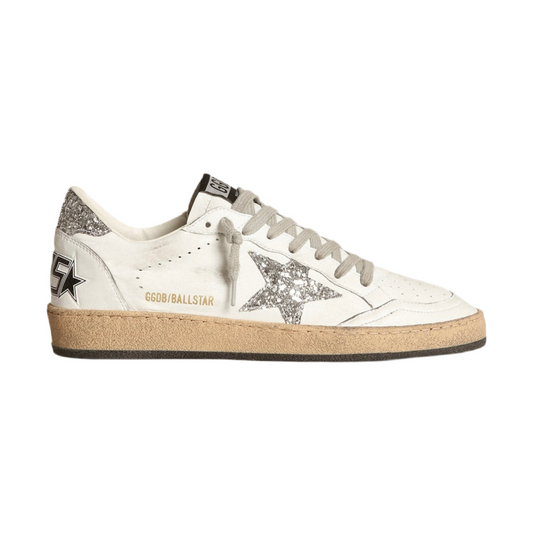 Golden Goose Ball Star in nappa with white star and glitter heel tab(Women's)