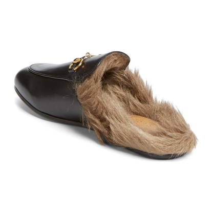 Gucci Princetown Genuine Shearling Loafer Mule - Black