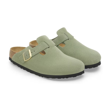 Birkenstock Boston Soft Footbed – Suede Green Tea